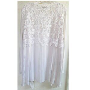 Tribal White Open Cardigan Lace & Pleat Back L